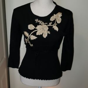 Silk black embroidered knit